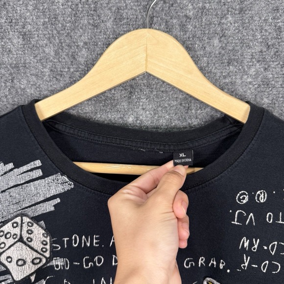 Vintage 90s Akademiks Jeanius Society‎ T Shirt Men's Black Say Hello - Picture 2 of 11